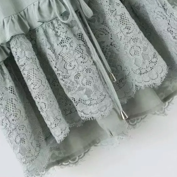 Lace Bell Sleeve Boho Gypsy Dress Mint Bohemian - Picture 6 of 12